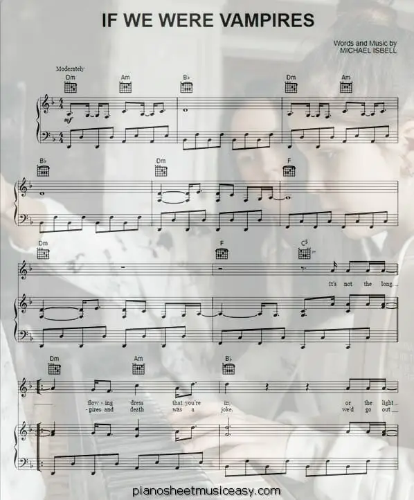 if we were vampires printable free sheet music for piano 