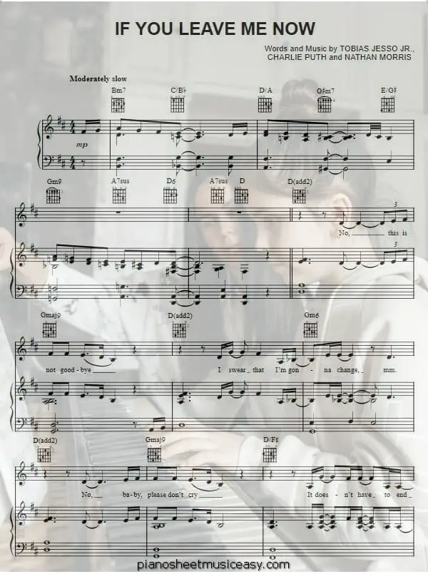 if you leave me now printable free sheet music for piano 