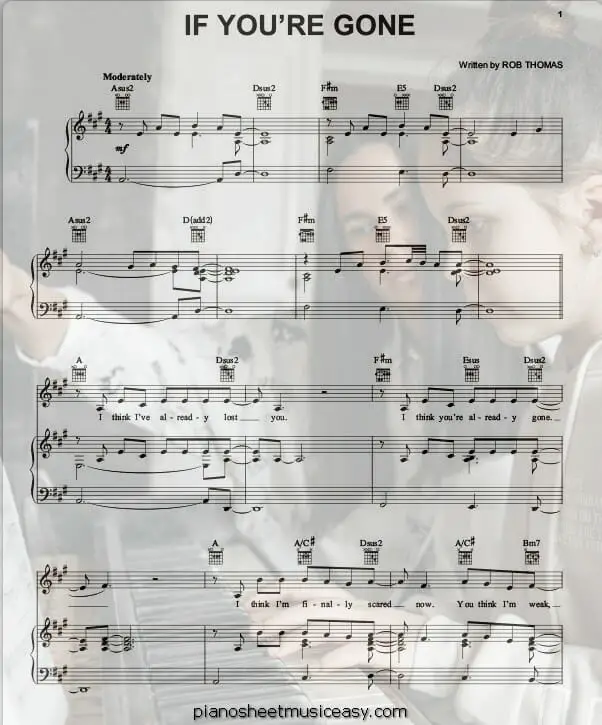 if youre gone printable free sheet music for piano 