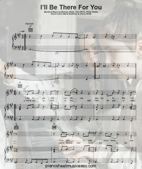 ill be there for you friends theme printable free sheet music for piano 