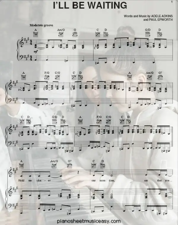 ill be waiting printable free sheet music for piano