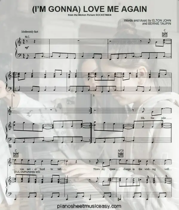 im gonna love me again printable free sheet music for piano 