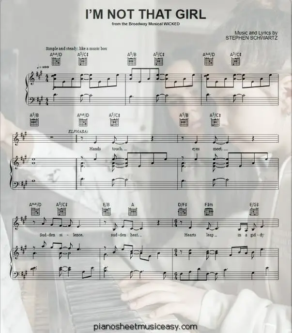 im not that girl printable free sheet music for piano 