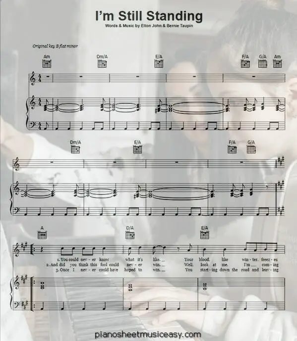 im still standing printable free sheet music for piano 