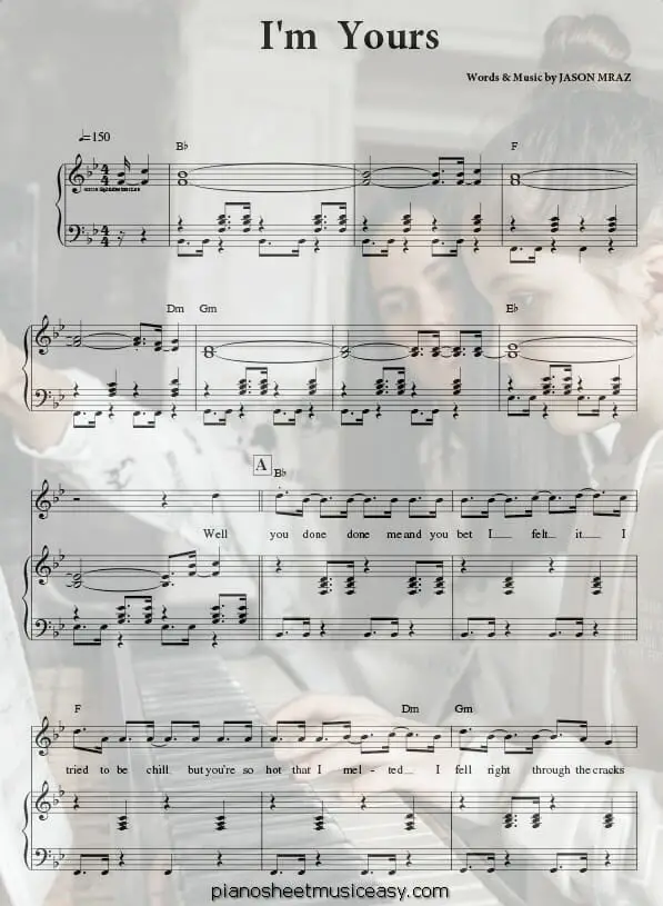 im yours printable free sheet music for piano 