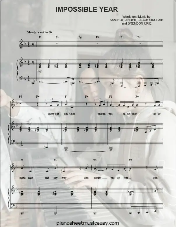 impossible year printable free sheet music for piano 