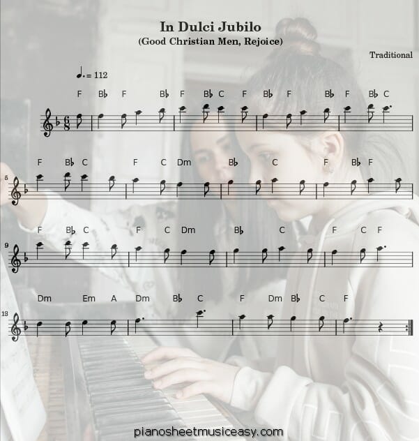 in dulci jubilo flute printable free sheet music for piano 