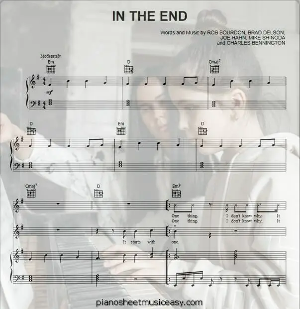 in the end printable free sheet music for piano 