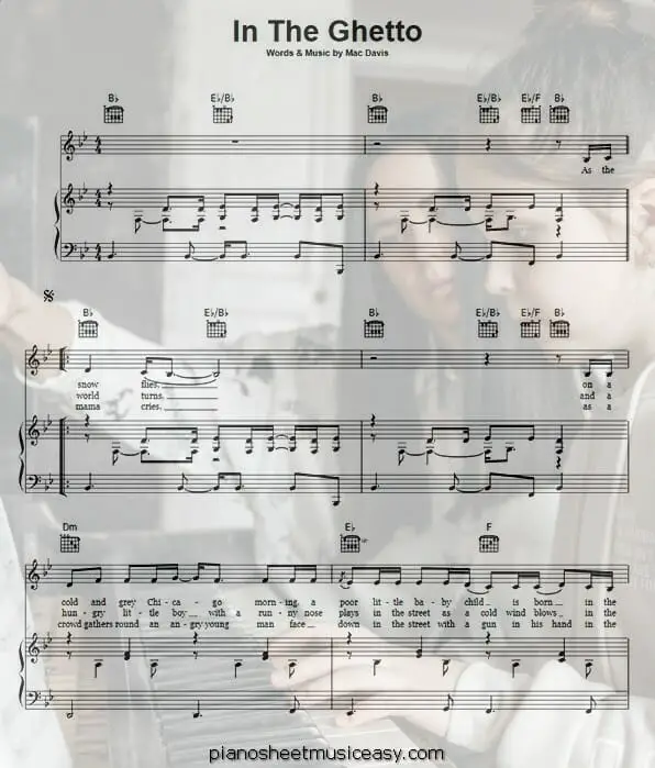 in the ghetto printable free sheet music for piano 