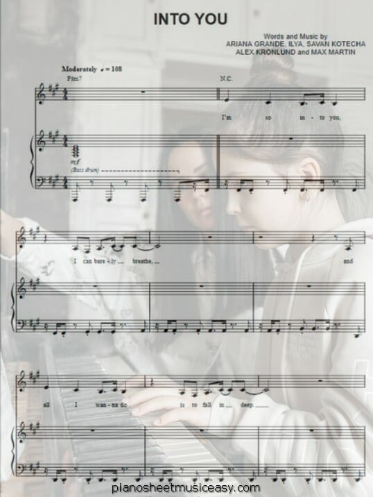 into you printable free sheet music for piano 