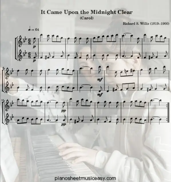 it came upon the midnight clear flute printable free sheet music for piano 