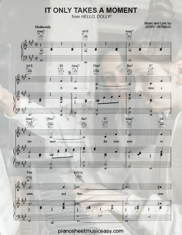 it only takes moment printable free sheet music for piano 