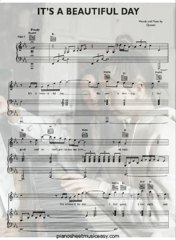 its a beautiful day printable free sheet music for piano 