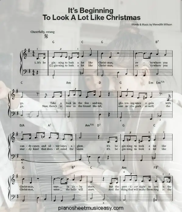 its beginning to look a lot like christmas printable free sheet music for piano 