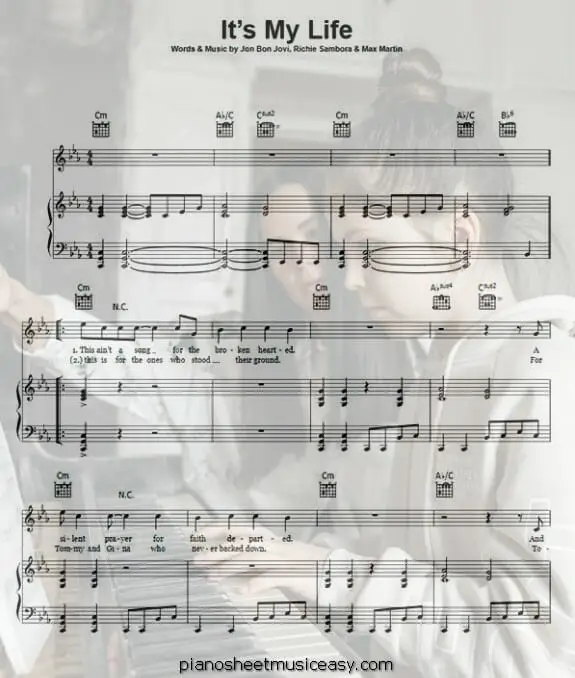 its my life printable free sheet music for piano 