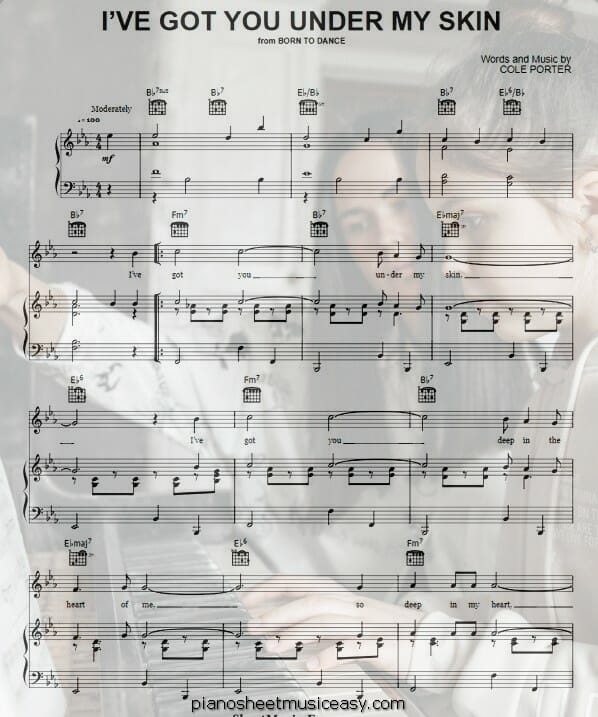 ive got you under my skin printable free sheet music for piano 