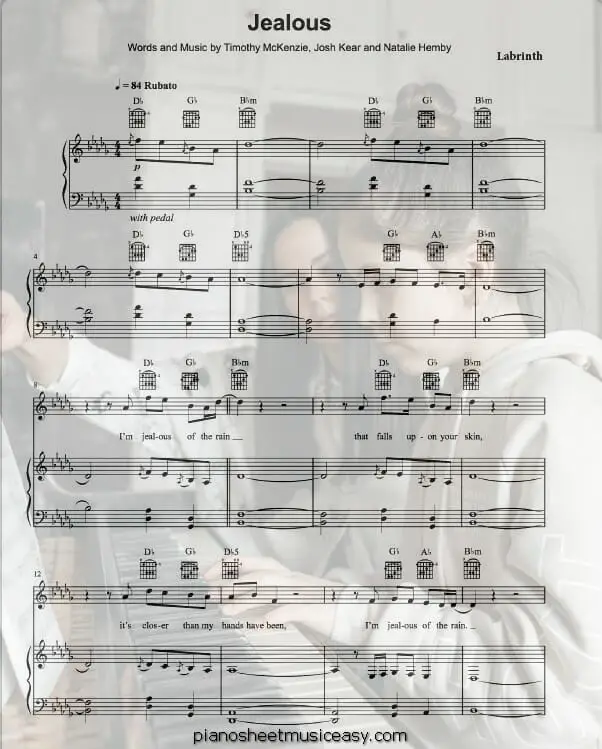jealous labrinth printable free sheet music for piano 
