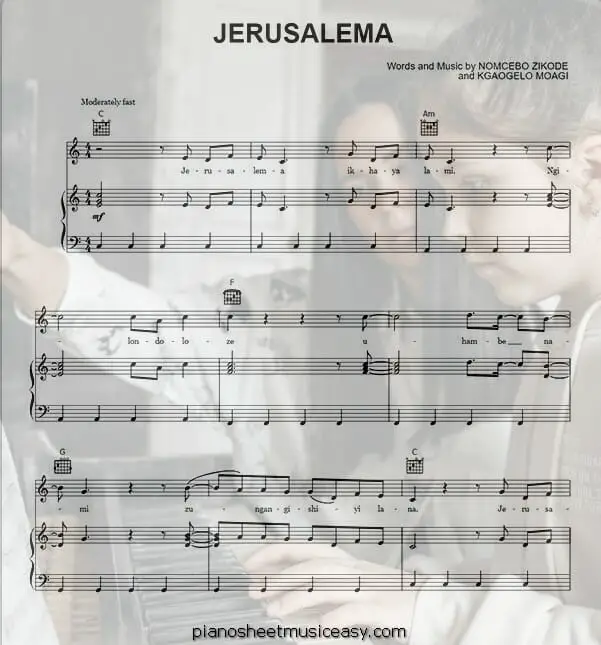 jerusalema printable free sheet music for piano 