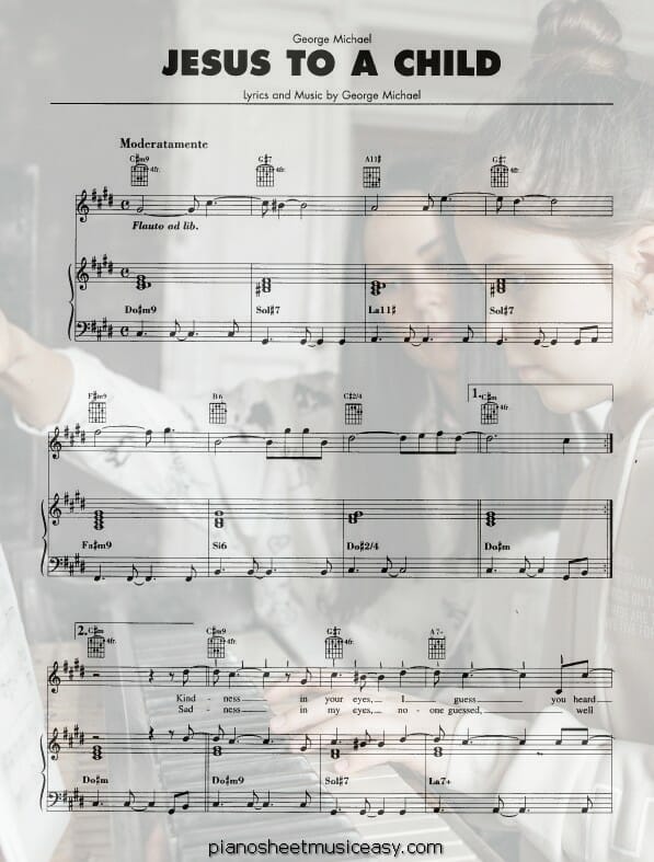 jesus to child printable free sheet music for piano 