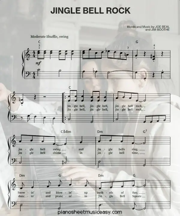 jingle bell rock easy piano printable free sheet music for piano 