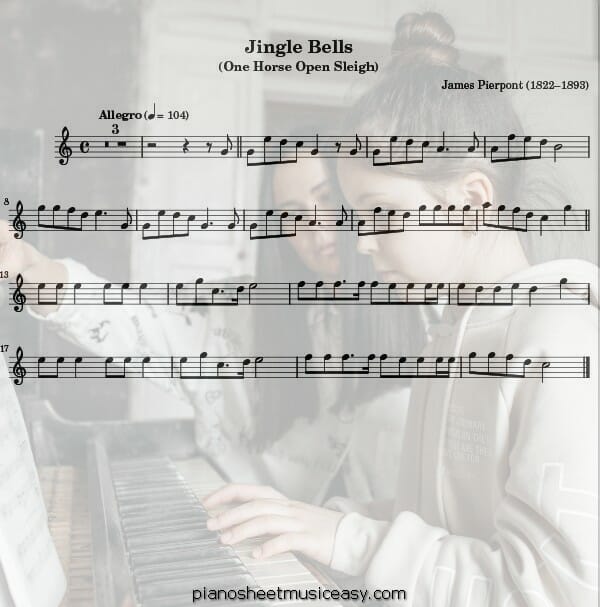 jingle bells printable free sheet music for piano 