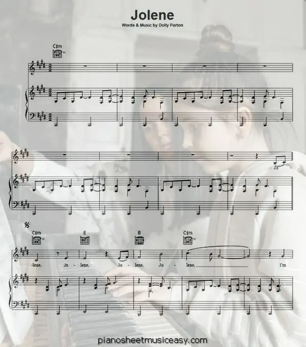 jolene printable free sheet music for piano 
