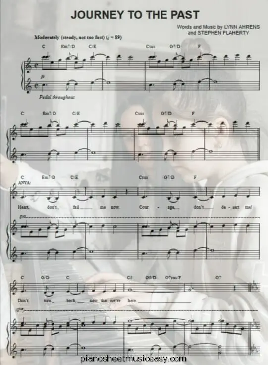 journey to the past printable free sheet music for piano 