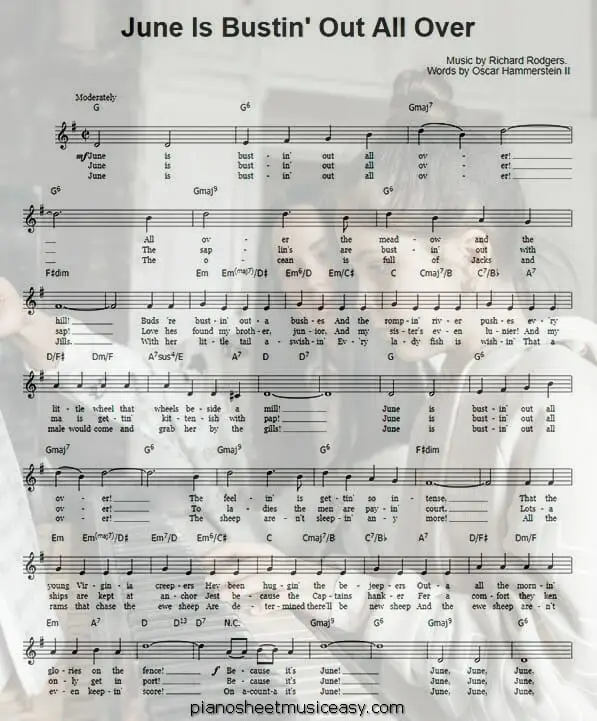 june is bustin out all over printable free sheet music for piano 