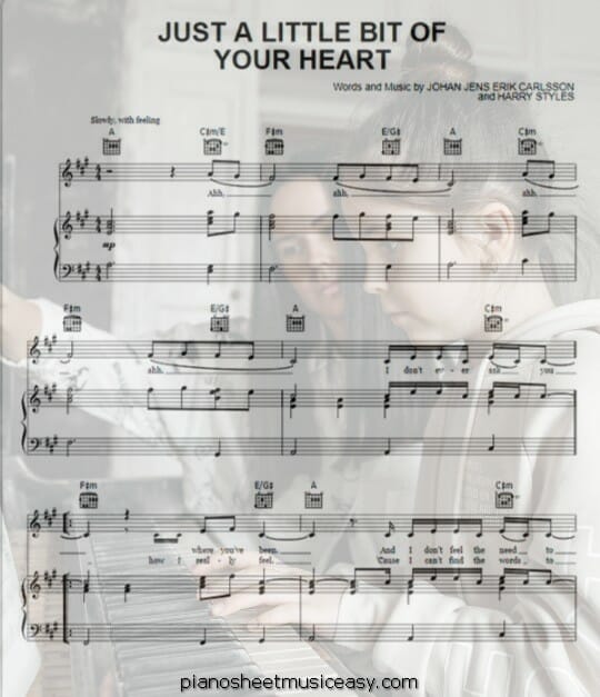 just a little bit of your heart printable free sheet music for piano 
