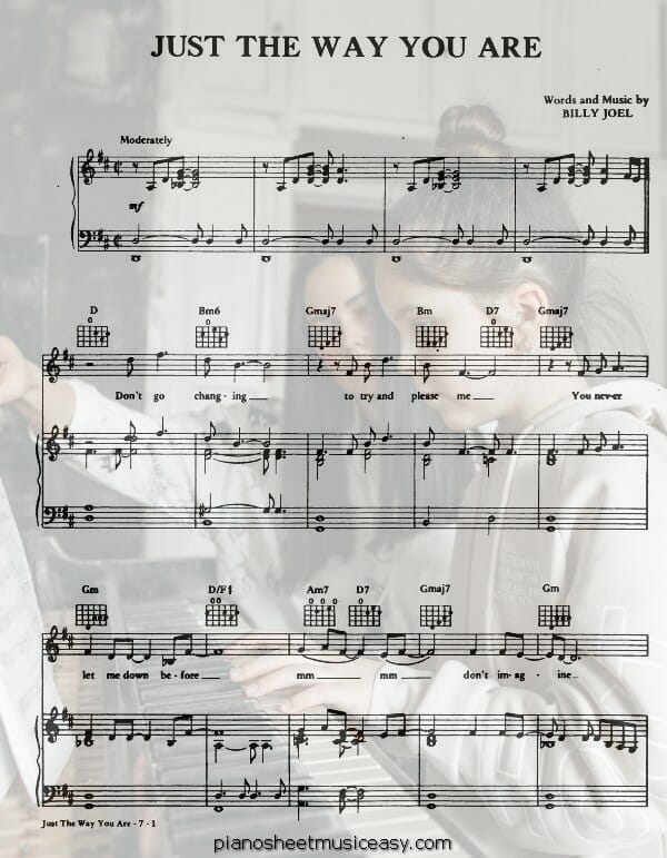 just the way you are billy joel sheet music pdf