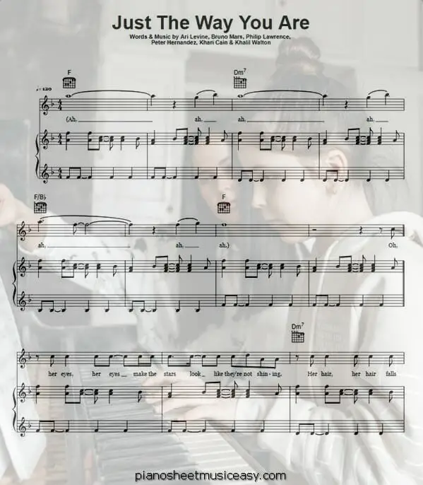 just the way you are bruno mars printable free sheet music for piano 