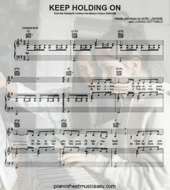 keep holding on printable free sheet music for piano 
