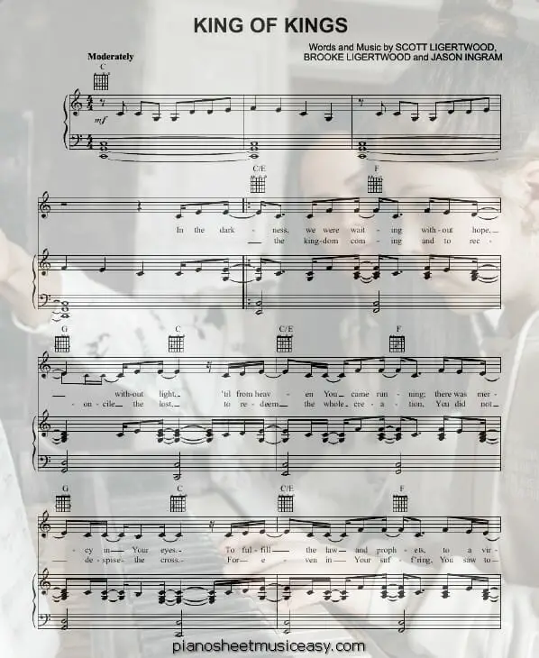 king of kings printable free sheet music for piano 