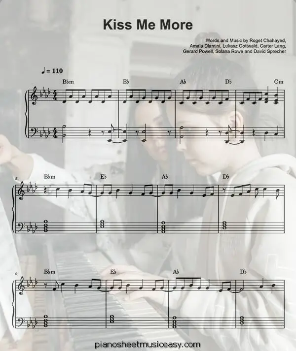 kiss me more printable free sheet music for piano 