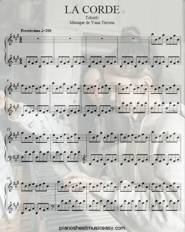 la corde printable free sheet music for piano 