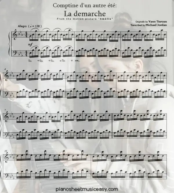 la demarche printable free sheet music for piano 