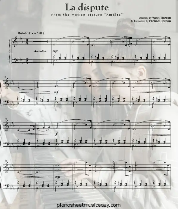 la dispute printable free sheet music for piano 