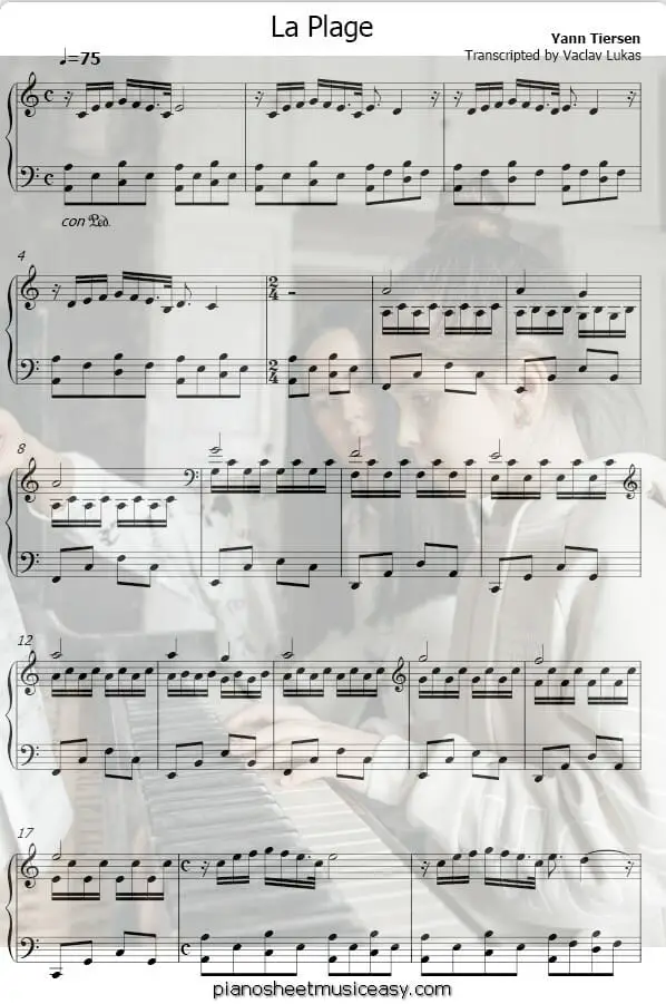 la plage printable free sheet music for piano 