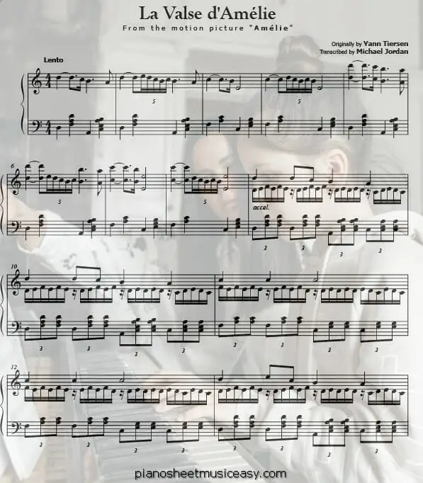 la valse damelie printable free sheet music for piano 