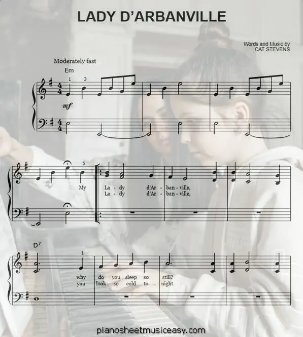 lady darbanville printable free sheet music for piano 
