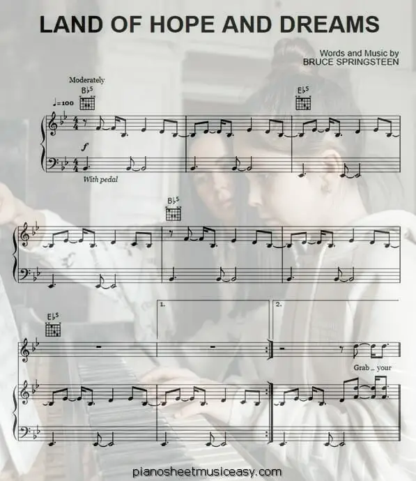 land of hope and dreams printable free sheet music for piano 