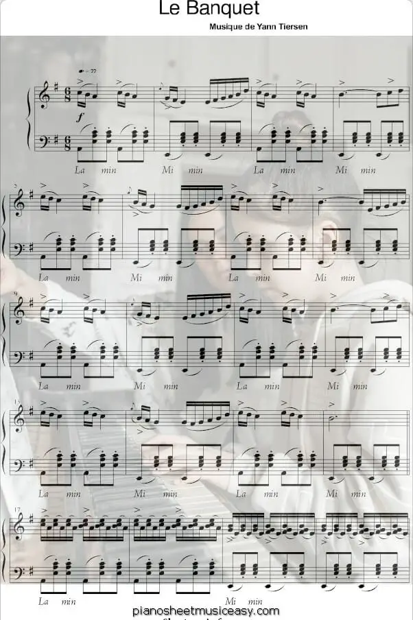 le banquet printable free sheet music for piano 