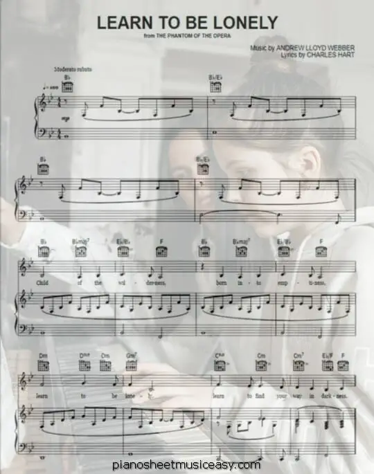 learn to be lonely printable free sheet music for piano 