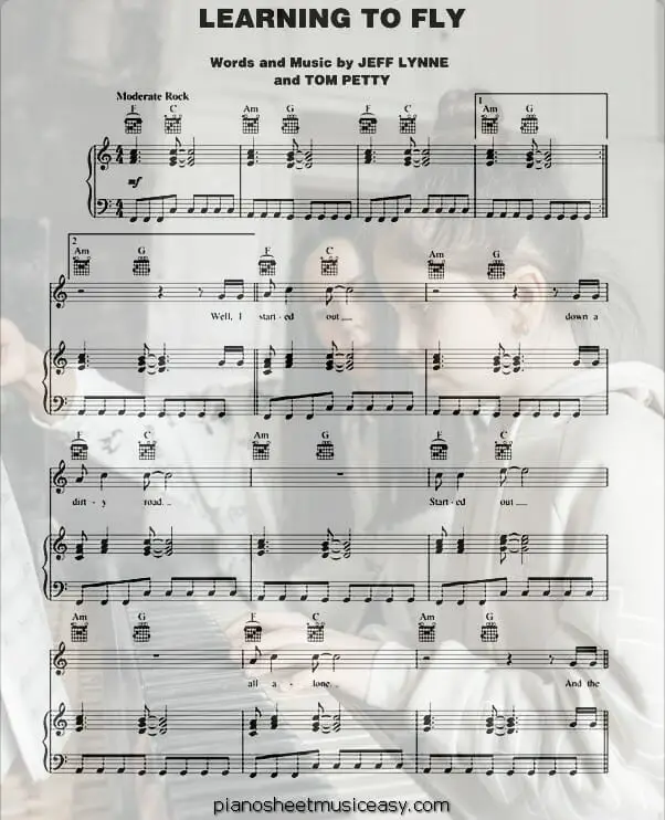 learning to fly printable free sheet music for piano 