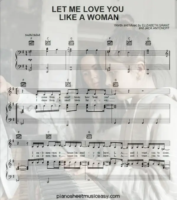 let me love you like a woman printable free sheet music for piano 