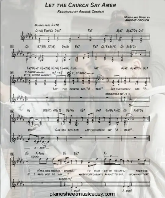 let the church say amen printable free sheet music for piano 