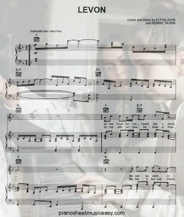 levon printable free sheet music for piano 