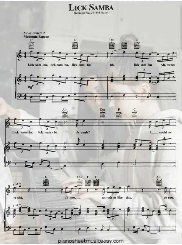 lick samba printable free sheet music for piano 