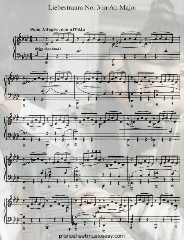 liebestraum franz liszt printable free sheet music for piano 
