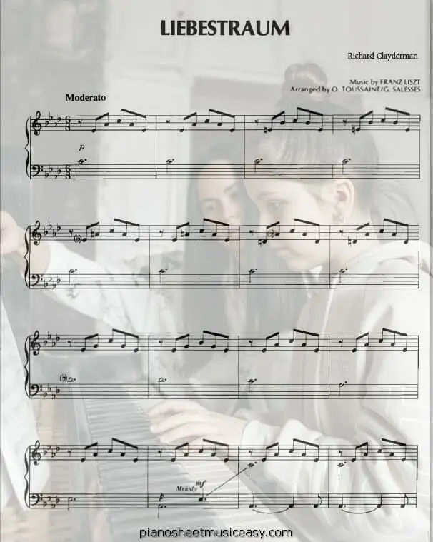liebestraum liszt richard clayderman printable free sheet music for piano 